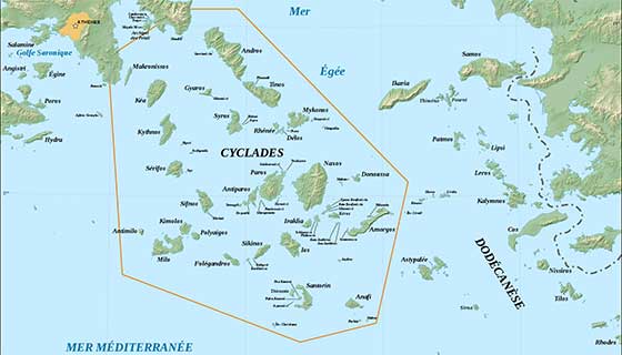 Map of Cyclades Islands