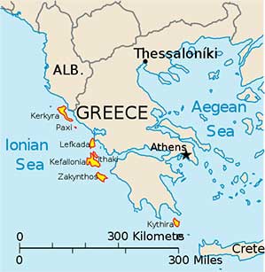 Map of Ionian Islands